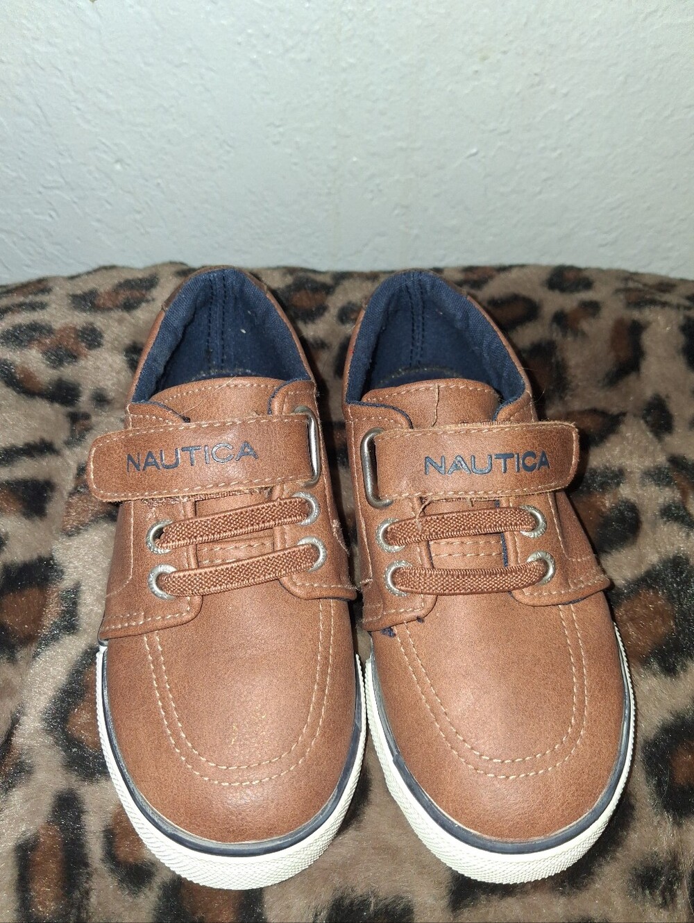 Nautica Kids Brown and Navy Hook-and-Loop Sneakers